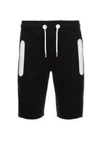 Ombre Clothing - Krótkie spodenki męskie dresowe - czarne V3. Okazja: na co dzień. Kolor: czarny. Materiał: dresówka. Długość: krótkie. Wzór: nadruk. Sezon: wiosna, lato. Styl: klasyczny, casual