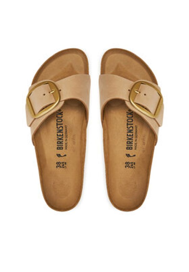 Birkenstock Klapki Madrid Big Buckle 1024009 Beżowy. Kolor: beżowy. Materiał: skóra, nubuk