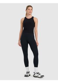 4f - 4F Top slim z prążkowanej dzianiny damski - czarny XS. Kolor: czarny. Materiał: prążkowany, dzianina