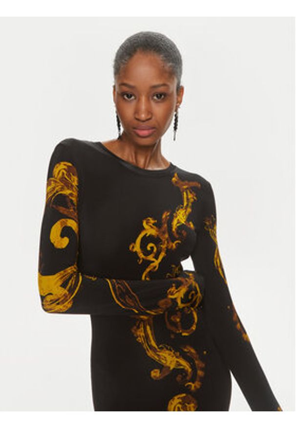Versace Jeans Couture Sukienka codzienna 76HAO9P8 Czarny Slim Fit. Okazja: na co dzień. Kolor: czarny. Materiał: wiskoza. Typ sukienki: proste. Styl: casual