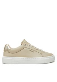 Calvin Klein Sneakersy Cupsole Lace Up W/Ml HW0HW02288 Écru. Materiał: skóra