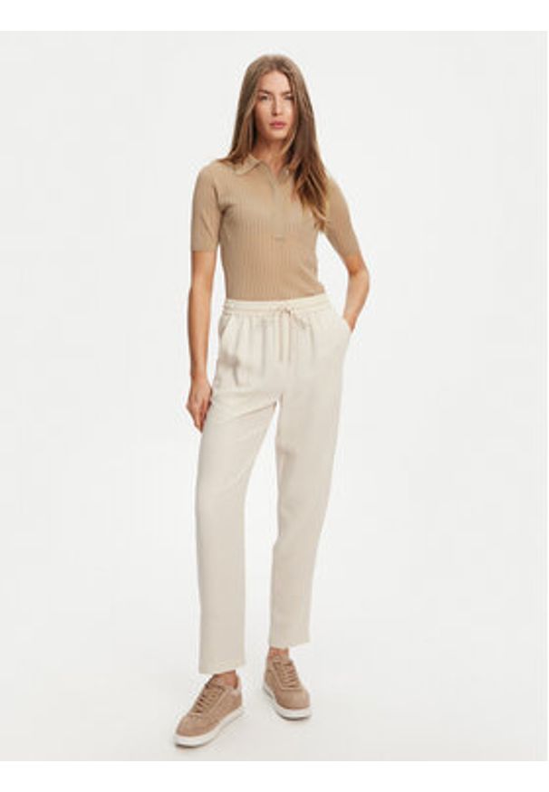 Marella Sweter Torbole 2513361145 Beżowy Slim Fit. Kolor: beżowy. Materiał: wiskoza