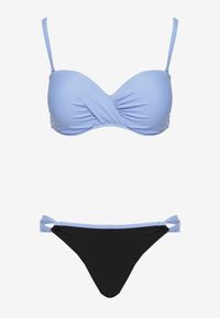 Born2be - Jasnoniebieskie Bikini Biustonosz z Marszczeniem i Majtki Typu Figi Sepeneva. Kolor: niebieski