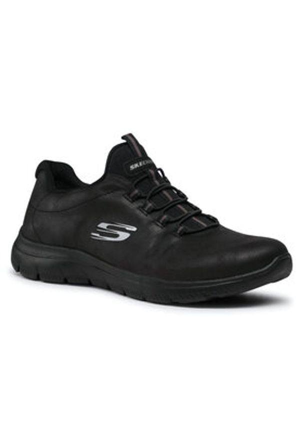 skechers - Skechers Sneakersy Itz Bazik 88888301/BBK Czarny. Kolor: czarny. Materiał: skóra