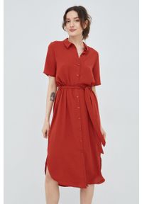 JDY sukienka kolor czerwony midi prosta. Okazja: na co dzień. Kolor: czerwony. Materiał: tkanina. Typ sukienki: proste. Styl: casual. Długość: midi