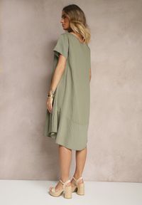 Renee - Zielona Sukienka z Wiskozy o Rozkloszowanym Kroju Irisena. Okazja: na co dzień. Kolor: zielony. Materiał: wiskoza. Typ sukienki: proste. Styl: elegancki, casual #4