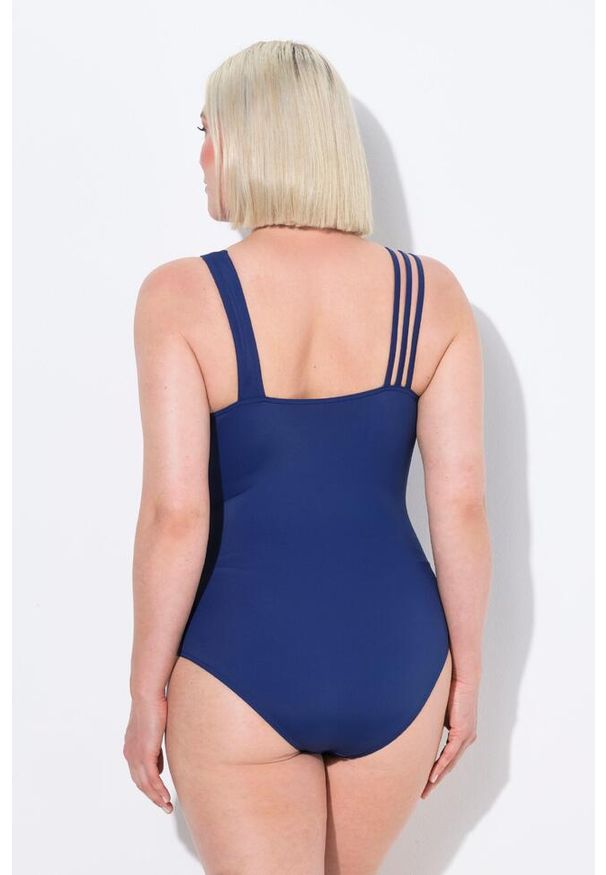 ULLA POPKEN - Damski Strój kąpielowy słońce miękkie miseczki koraliki z recyklingu. Kolekcja: plus size. Kolor: niebieski. Materiał: poliamid, poliester, materiał, elastan