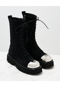 Casadei - CASADEI - Sznurowane botki Generation X. Nosek buta: okrągły. Kolor: czarny. Materiał: guma, zamsz. Szerokość cholewki: normalna #5