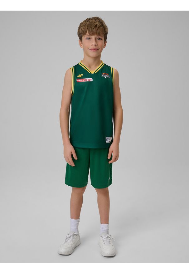 4f - 4F Koszulka meczowa replika wyjazdowa z sezonu 2025/26 dziecięca 4F x Zastal Zielona Góra - zielona 122/128 (6-8 lat). Kolor: zielony. Materiał: skóra, materiał. Wzór: nadruk. Sezon: lato. Sport: fitness