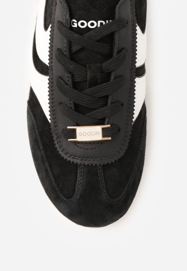 Born2be - Czarne Zamszowe Sneakersy w Stylu Kultowych Tenisówek Sorisana. Okazja: na co dzień, do pracy. Kolor: czarny. Materiał: zamsz