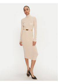 Elisabetta Franchi Sukienka dzianinowa AM-25B-46E2-V440 Écru Slim Fit. Materiał: lyocell #4