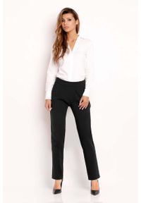 Lou-Lou - Czarne Eleganckie Proste Spodnie na Pasku. Kolor: czarny. Materiał: poliester, elastan, wiskoza. Styl: elegancki #1