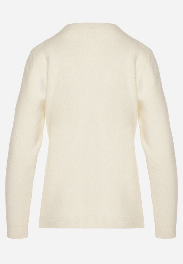 Born2be - Jasnobeżowy Sweter z Wełną w Klasycznym Stylu Firrive. Okazja: na co dzień. Kolor: beżowy. Materiał: wełna. Styl: klasyczny