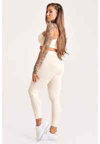 GYM GLAMOUR - Legginsy fitness damskie Gym Glamour push up 2.0. Kolor: beżowy. Sport: fitness