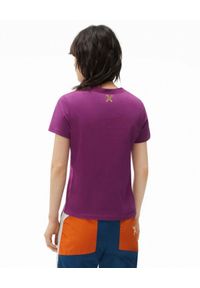 Kenzo - KENZO - Bawełniana koszulka z neonowym logo. Kolor: różowy, wielokolorowy, fioletowy. Materiał: bawełna. Wzór: nadruk. Styl: klasyczny #4