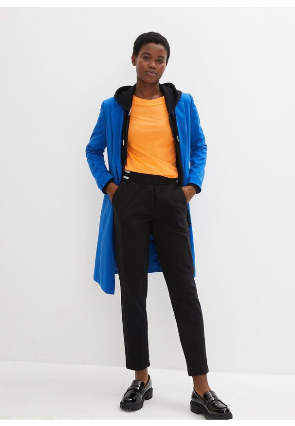 bonprix - Spodnie z czystej bawełny organicznej. Kolor: czarny. Materiał: bawełna. Wzór: paski