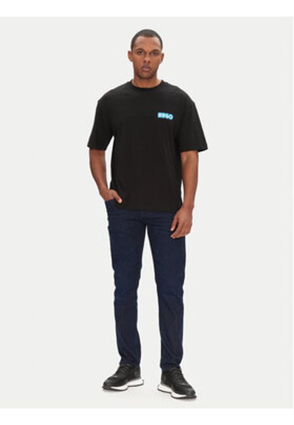 Hugo - HUGO T-Shirt Duwood 50538512 Czarny Relaxed Fit. Kolor: czarny. Materiał: bawełna