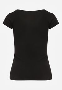 Renee - Czarny T-shirt Nephegenia. Kolor: czarny. Materiał: bawełna, jeans. Długość: krótkie. Wzór: jednolity. Styl: klasyczny #5