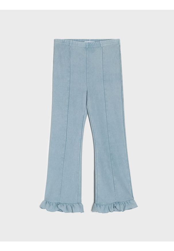 Sinsay - Legginsy flare z efektem sprania - niebieski. Kolor: niebieski