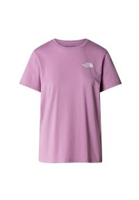 Koszulka The North Face Foundation Mountain 0A882VPO21 - fioletowa. Kolor: fioletowy. Materiał: materiał, bawełna, poliester. Długość rękawa: krótki rękaw. Długość: krótkie. Wzór: nadruk #1