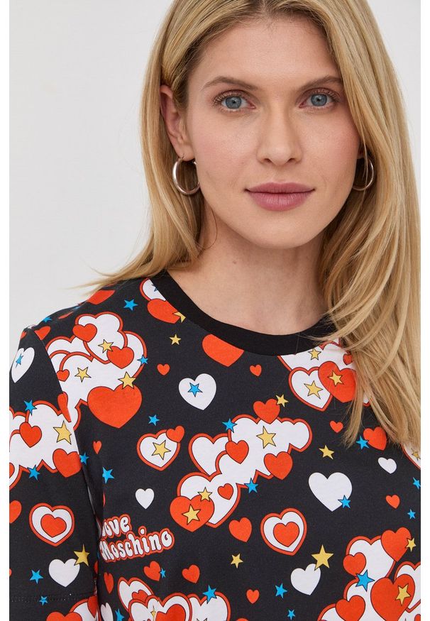 Love Moschino t-shirt bawełniany kolor czarny. Kolor: czarny. Materiał: bawełna