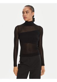 Hugo - HUGO Sweter Siclamino 50542650 Czarny Slim Fit. Kolor: czarny. Materiał: wiskoza