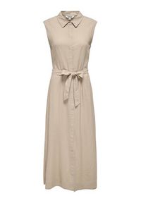 only - ONLY Sukienka koszulowa Goa 15363697 Beżowy Regular Fit. Kolor: beżowy. Materiał: len. Typ sukienki: koszulowe #5
