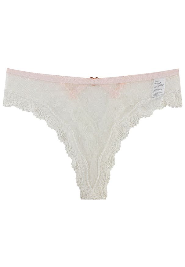 Intica - Figi z ozdobnymi strapsami z przewiewnego materiału Roxana. Kolor: biały. Materiał: materiał