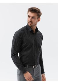 Ombre Clothing - Koszula męska z długim rękawem K598 - czarna - XXL. Okazja: na co dzień. Kolor: czarny. Materiał: bawełna, poliester. Długość rękawa: długi rękaw. Długość: długie. Styl: casual #3