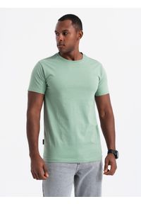 Ombre Clothing - Zestaw męskich koszulek bawełnianych BASIC z okrągłym dekoltem – szarozielony/biały/beżowy V14 OM-TSBS-0232 - XXL. Okazja: na co dzień. Kolor: zielony. Materiał: bawełna. Styl: klasyczny, casual #4