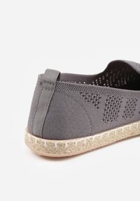 Born2be - Szare Espadryle z Ażurowej Siateczki Ozdobione Plecionką Lanivesa. Okazja: na co dzień. Kolor: szary. Materiał: jeans, len. Szerokość cholewki: normalna. Wzór: aplikacja, ażurowy. Sezon: lato. Styl: elegancki, klasyczny, wakacyjny, casual #4