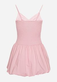 Born2be - Różowa Sukienka Bombka na Cienkich Ramiączkach z Kokardą i Cyrkoniami Paliandria. Okazja: na imprezę. Typ kołnierza: kokarda. Kolor: różowy. Długość rękawa: na ramiączkach. Wzór: aplikacja. Sezon: lato. Typ sukienki: bombki. Styl: elegancki #7