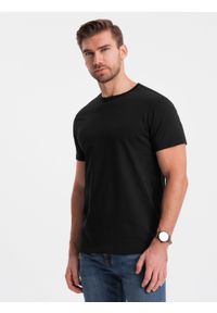 Ombre Clothing - Męski klasyczny bawełniany T-shirt BASIC - ciepło-szary V7 OM-TSBS-0146 - XXL. Kolor: szary. Materiał: bawełna. Styl: klasyczny #3