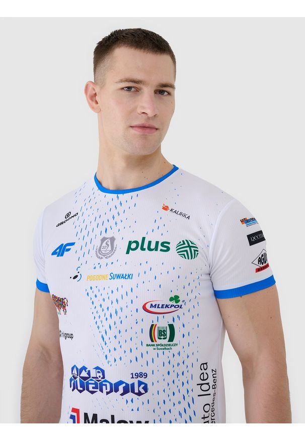 4f - 4F Koszulka meczowa replika domowa z sezonu 2024/2025 męska 4F x Ślepsk Malow Suwałki - multikolor M. Okazja: do domu. Kolor: wielokolorowy. Materiał: dzianina, włókno, syntetyk, materiał. Wzór: gładki, ze splotem. Styl: klasyczny, sportowy