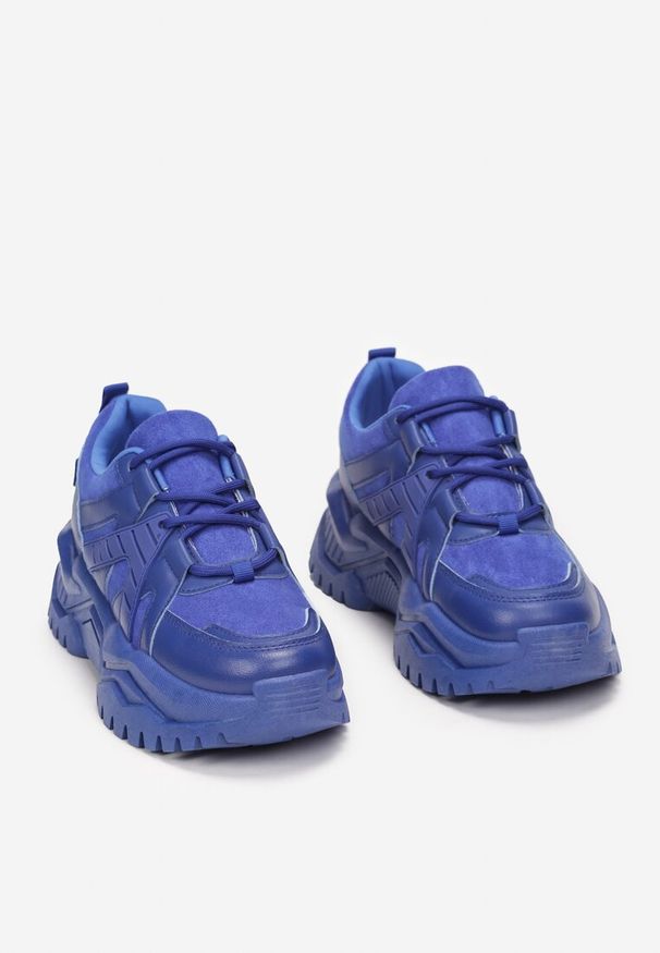 Born2be - Niebieskie Sneakersy na Grubej Podeszwie z Wstawkami Naindia. Kolor: niebieski