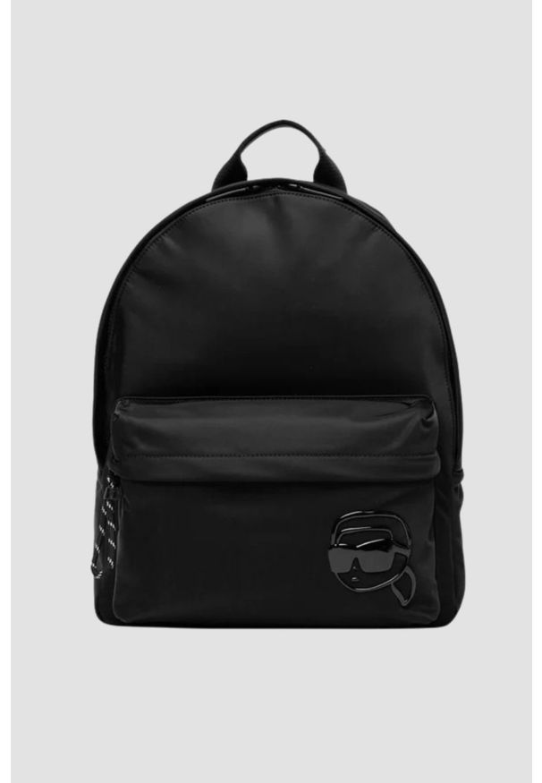 Karl Lagerfeld - KARL LAGERFELD Czarny plecak Ikon Nylon. Kolor: czarny. Materiał: nylon. Wzór: aplikacja. Styl: casual