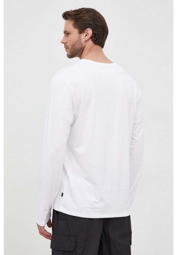 Resteröds longsleeve męski kolor biały gładki. Kolor: biały. Materiał: dzianina, włókno, bawełna. Długość rękawa: długi rękaw. Wzór: gładki