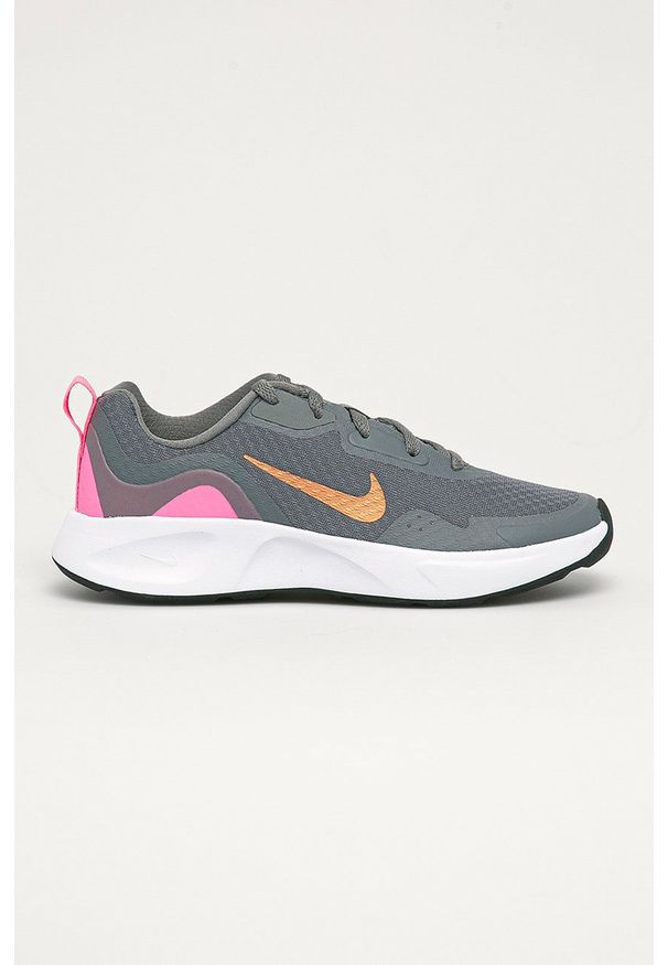 Nike Kids buty dziecięce kolor szary. Nosek buta: okrągły. Zapięcie: sznurówki. Kolor: szary. Materiał: guma