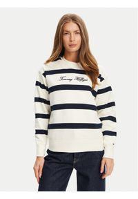 TOMMY HILFIGER - Tommy Hilfiger Bluza Script WW0WW45743 Écru Regular Fit. Materiał: bawełna