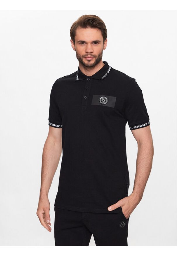 Polo Plein Sport. Typ kołnierza: polo. Kolor: czarny. Styl: sportowy