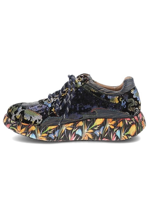 Niebieskie Sneakersy Laura Vita Eleganckie Obuwie Damskie. Okazja: na co dzień. Zapięcie: sznurówki. Kolor: niebieski. Wzór: nadruk. Styl: elegancki
