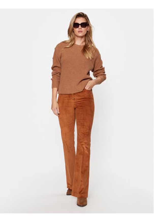 TwinSet - TWINSET Spodnie materiałowe 232TT2361 Brązowy Regular Fit. Kolor: brązowy. Materiał: materiał, bawełna