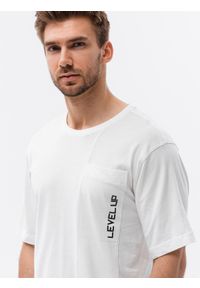 Ombre Clothing - T-shirt męski bawełniany OVERSIZE - biały V1 S1628 - XXL. Kolor: biały. Materiał: bawełna #4