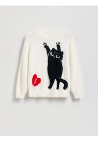 Reserved - Sweter z aplikacją - wielobarwny. Materiał: wiskoza, dzianina. Wzór: aplikacja