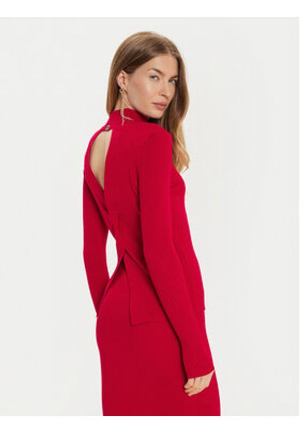 TwinSet - TWINSET Sweter 242TT3022 Czerwony Slim Fit. Kolor: czerwony. Materiał: syntetyk