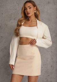 Renee - Beżowa Ołówkowa Spódnica VICES w Stylu Basic Fretima. Okazja: na co dzień, na komunię. Kolor: beżowy. Materiał: dzianina. Styl: casual, elegancki #1