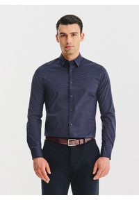 Pako Lorente - PAKO LORENTE – Granatowa koszula w kwiaty. Kolor: niebieski. Materiał: bawełna, elastan. Długość rękawa: długi rękaw. Długość: długie. Wzór: kwiaty #1