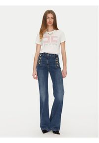 Elisabetta Franchi T-Shirt MA-033-51E2-V180 Biały Regular Fit. Kolor: biały. Materiał: bawełna