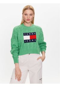 Tommy Jeans Sweter DW0DW14261 Zielony Regular Fit. Kolor: zielony. Materiał: syntetyk #1