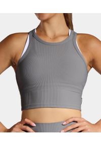 NORDICDOTS - Rib Tank-Top sportowy damski. Kolor: szary. Materiał: nylon. Sport: fitness #2